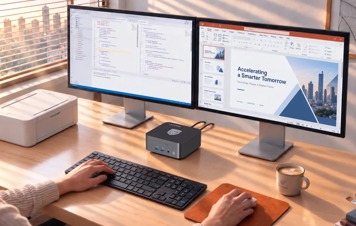 Esegui macchine virtuali, compila codice, lavora con grandi fogli di calcolo Excel o gestisci contemporaneamente decine di schede del browser e applicazioni. Grazie alle potenti prestazioni multitasking, anche i flussi di lavoro più complessi rimangono fluidi e reattivi.